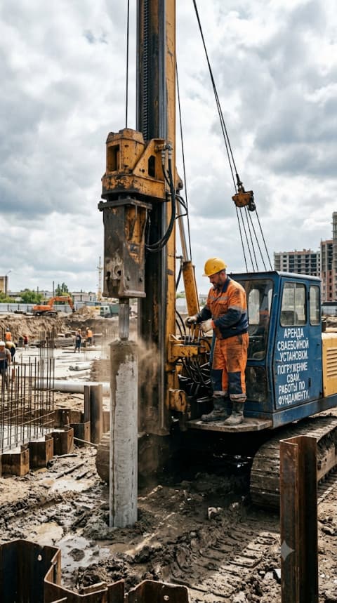 Аренда сваебойной установки в Мариуполе Цены, заказ