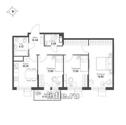 3-комнатная квартира